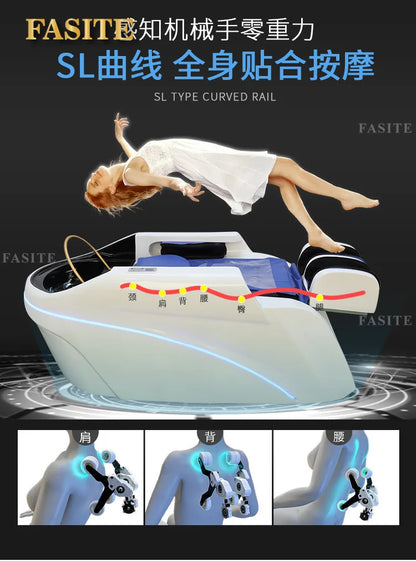 Electric massage shampoo bed Beauty salon shampoo bed Hair salon Flushing bed Fiberglass shampoo  Water circulation