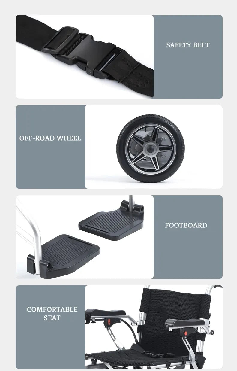 High quality iron frame left and right foldable electric wheelchair