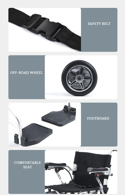High quality iron frame left and right foldable electric wheelchair