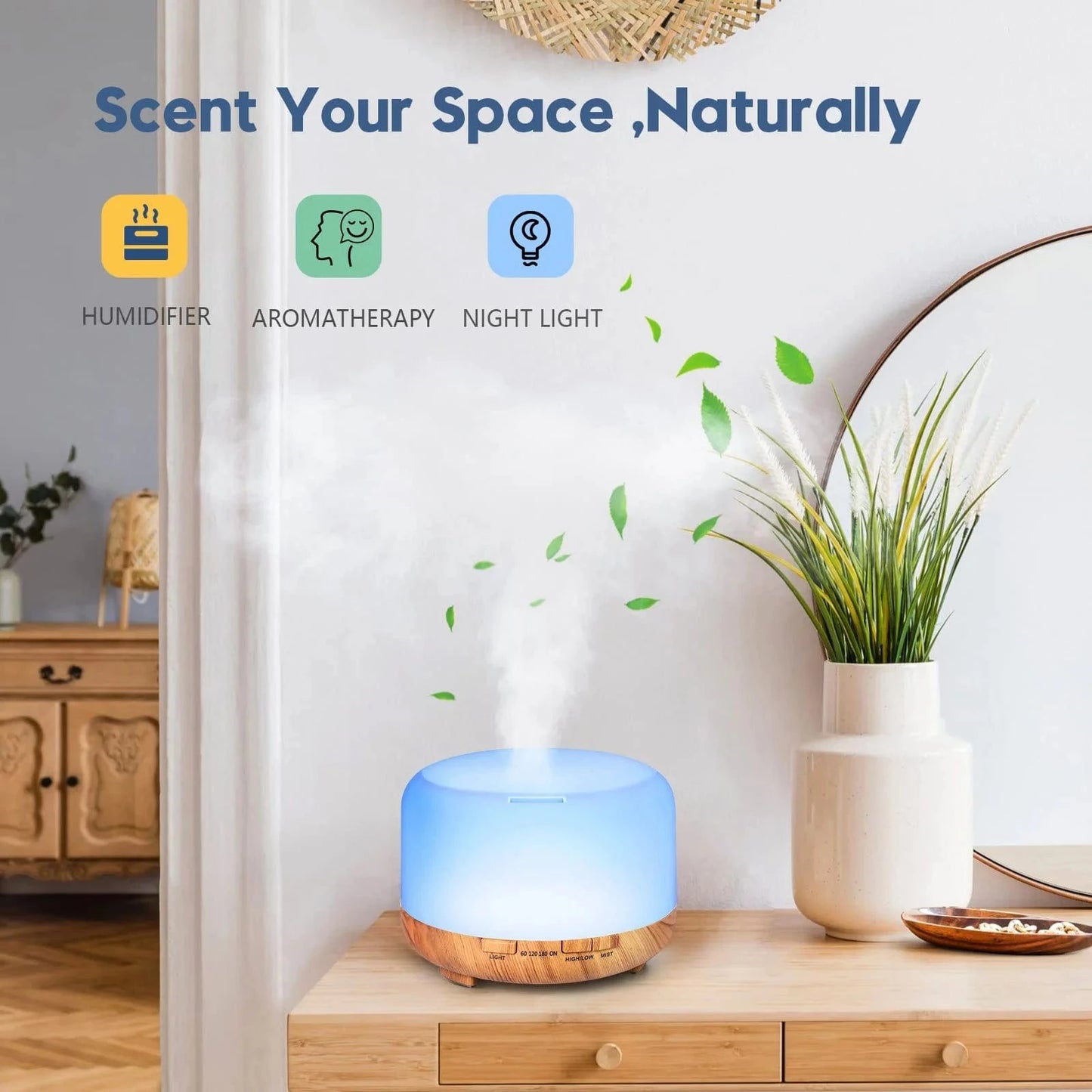 500ML Essential Oil Diffuser & Humidifier – Ultrasonic Diffuser with Auto Shut-Off
