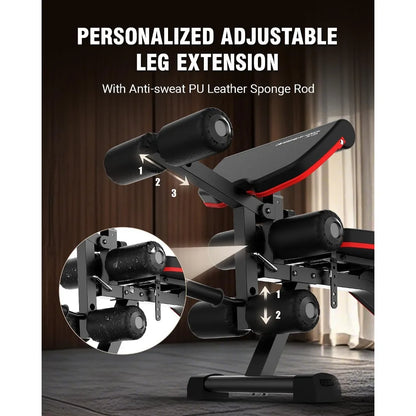 NEW- Adjustable Weight Bench with Leg Extension and Preacher Pad, Workout Bench Press for Home Gym Strength Training - Hot Sale