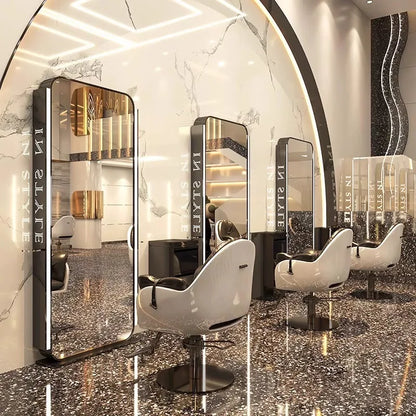 Barber shop mirror hair salon special hair salon mirror table single and double sided perm and dyeing trendy  with lamp floor