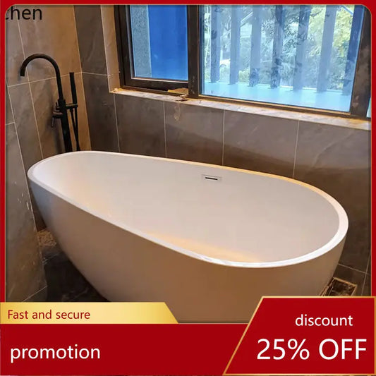 CZ Bathtub Home Use Integrated Seamless Oval Water Drop Shape Small Apartment Freestanding Boutique Hotel Floor Bathtub