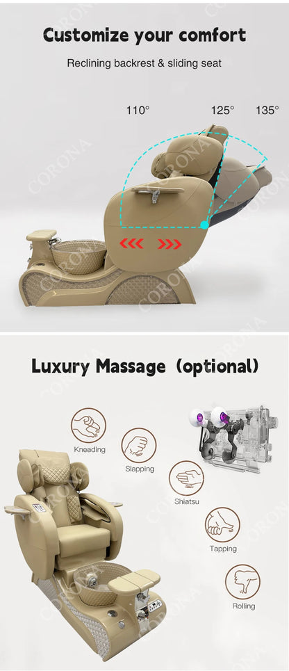 Professional No Plumbing Luxury Foot Spa Pedicure Chair With Massage