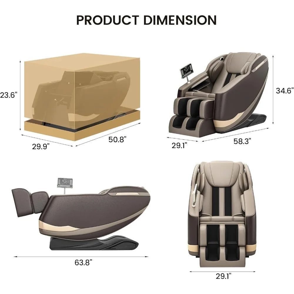 Massage Chair Full Body, Zero Gravity Massage Chair with 6 Auto Modes, 8 Fixed-Point Massage Rollers, LCD, Bluetooth,
