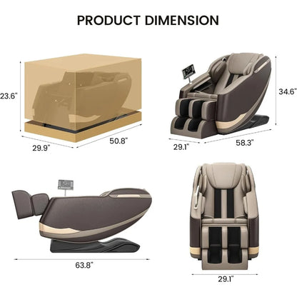Massage Chair Full Body, Zero Gravity Massage Chair with 6 Auto Modes, 8 Fixed-Point Massage Rollers, LCD, Bluetooth,