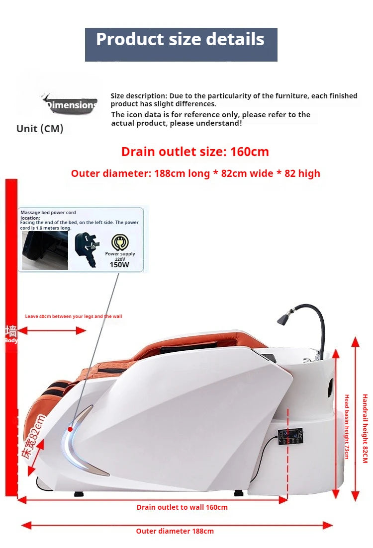 Fabrik Custom Salon Haarewaschsessel elektrischer Massagetisch Kopfhaut-Spa-Shampoobett