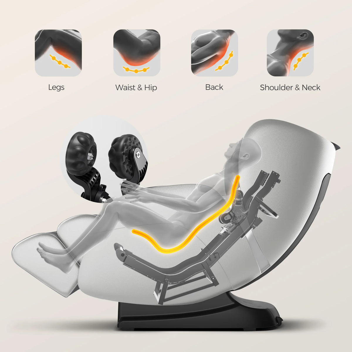 2 Jahre Garantie 4D SL Airbag Zero Gravity Ganzkörper-Massagesessel Home 3D Büro-Fußroller Shiatsu Bürostuhl Massagesofa