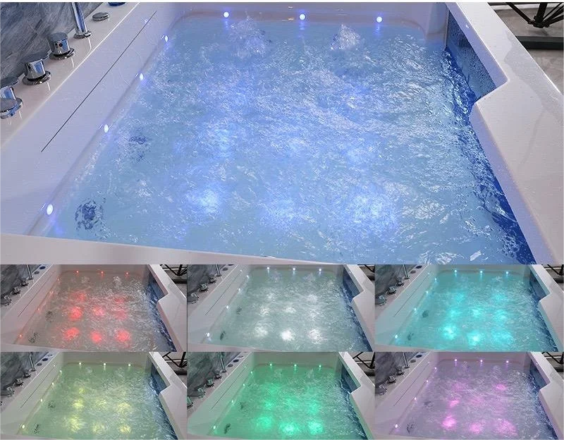 Premium Triangular Acrylic 2-Person Massage Bathtub With Enhanced Hydrotherapy Jets And Chromotherapy Lighting