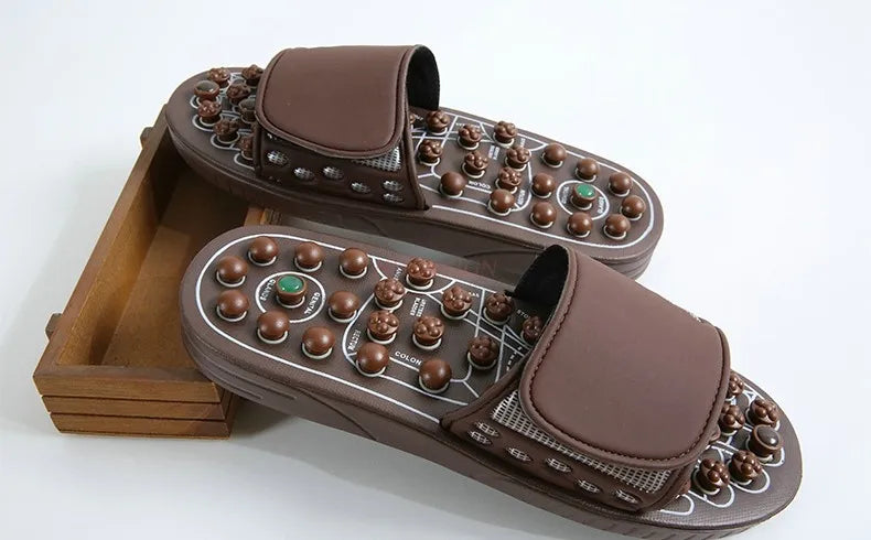 Massageslipper, Jade-Akupunkt-Fußtherapieschuhe, rutschfeste Haussandalen, Massage-Schuhe für Herren und Damen