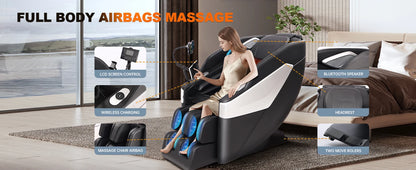 SL Track 3D Massage Chair with Body Scan, Zero Gravity Shiatsu Massager Chair with Heat, Foot Roller, Bluetooth for Home Office