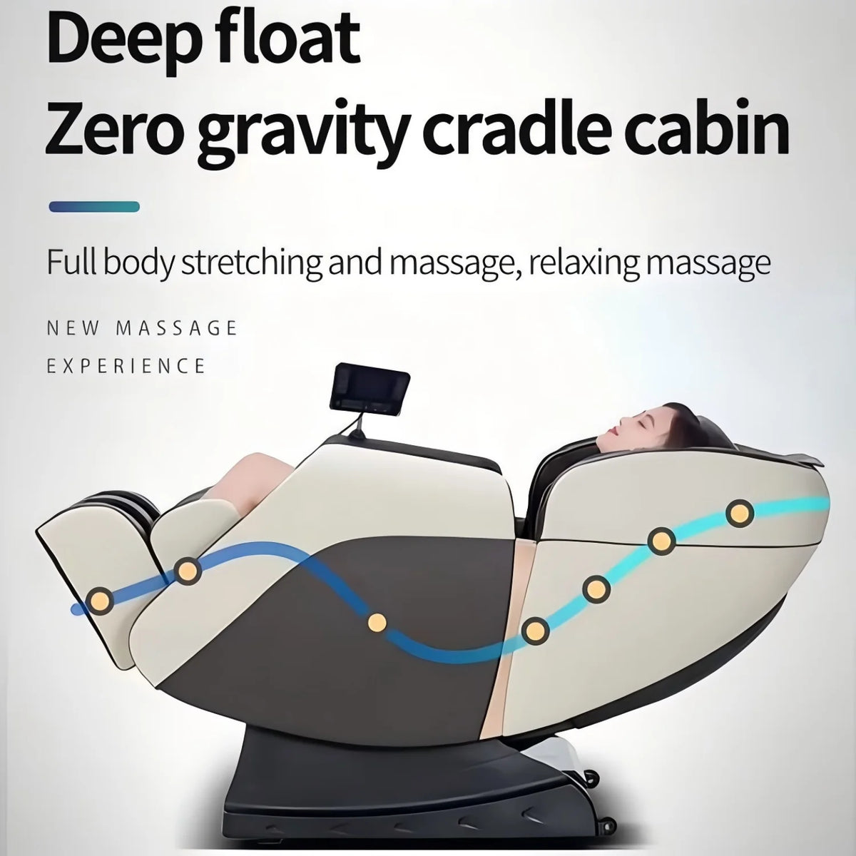 4D Ganzkörper-Massagesessel Zero Gravity Shiatsu-Massagesessel Bluetooth-Lautsprecher, Airbags, Heizung und Fußmassage
