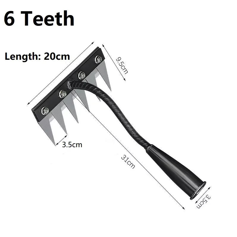 Râteau de désherbage de jardin à 8/7/6/5 dents, houe de jardinage en métal robuste, outil agricole pour le jardinage, désherbage, ameublissement du sol