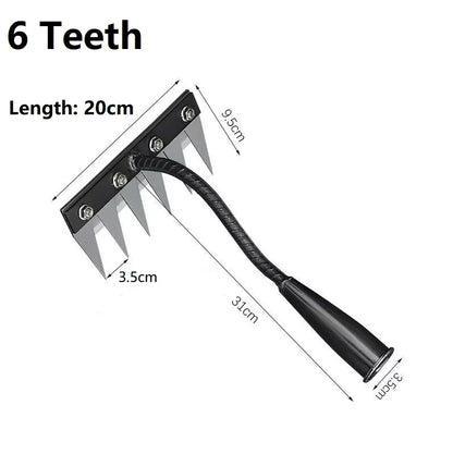 Râteau de désherbage de jardin à 8/7/6/5 dents, houe de jardinage en métal robuste, outil agricole pour le jardinage, désherbage, ameublissement du sol