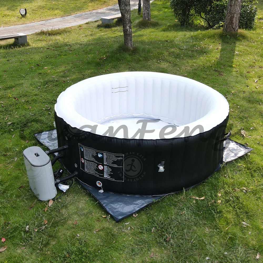 Für Backyard Familienparty 4-6 Personen aufblasbarer Whirlpool Jacuzzi Outdoor Spa Poolmit LED-Beleuchtung