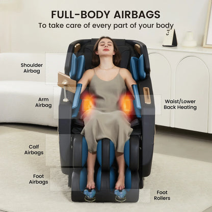 F12 Moderner Kunstleder-Relax-Sessel mit elektrischer Liegefunktion, Heizung, Massagefunktion und Musikwiedergabe, Ganzkörper für Wohnzimmer Sofa, Schwerelosigkeit