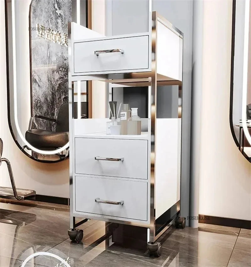 Spezielle Salon-Rollwagen Schrank Friseursalon Kommerzielle Möbel Barbier-Shop Multifunktionaler Aufbewahrungswagen mit Schublade