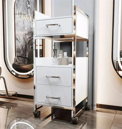 Spezielle Salon-Rollwagen Schrank Friseursalon Kommerzielle Möbel Barbier-Shop Multifunktionaler Aufbewahrungswagen mit Schublade