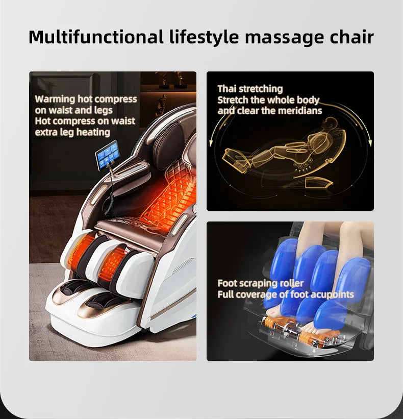 Zero Gravity 4D Massagesessel SL-Track (L-Track) Ganzkörper-Luftmassage Elektrischer Relaxsessel für Heimbüro 3 Jahre Garantie