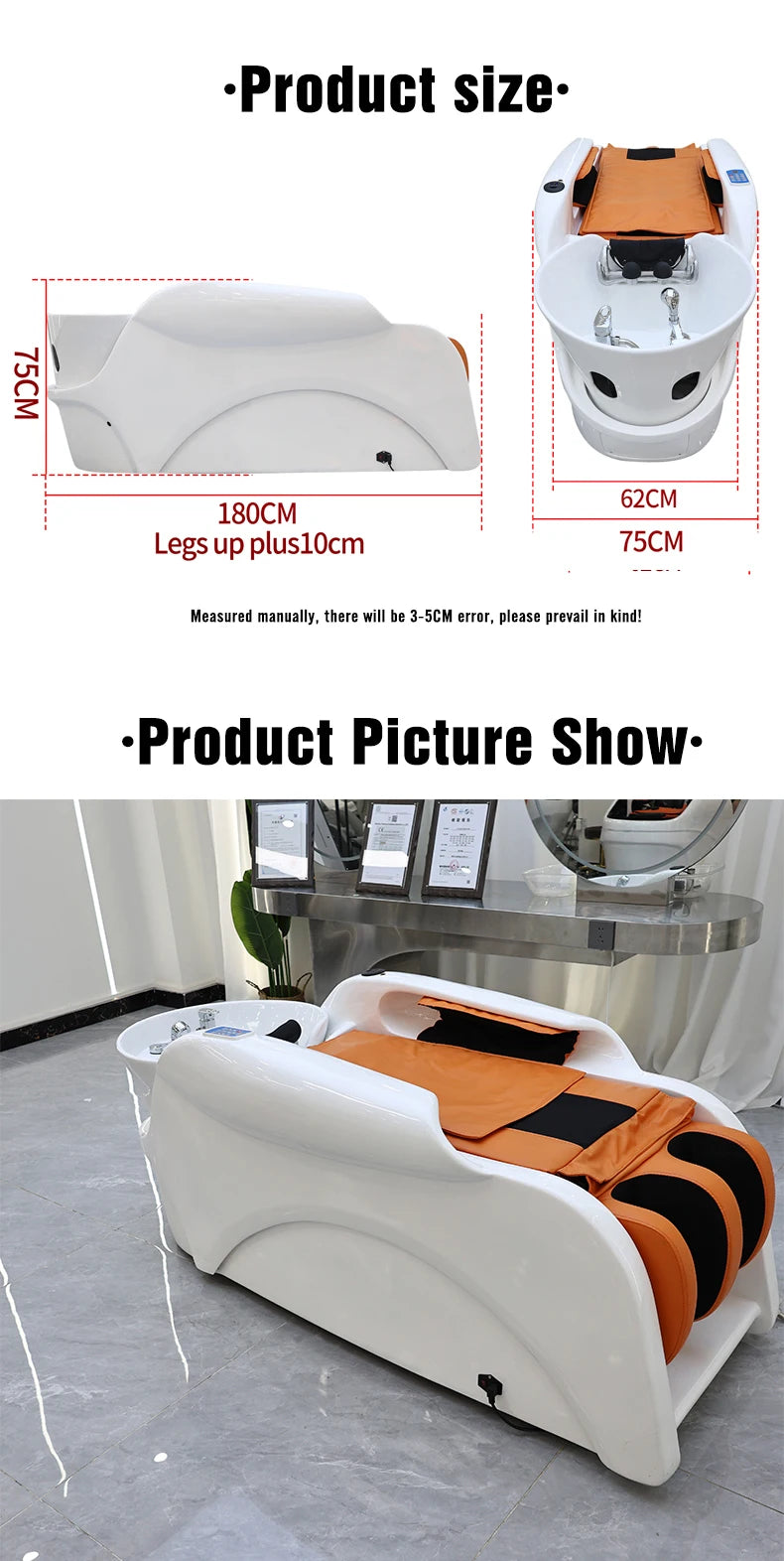 Japanisches Head Spa Salon Equipment Bett Elektrisches Massage-Head-Spa-Therapie-Shampoo-Massagebett