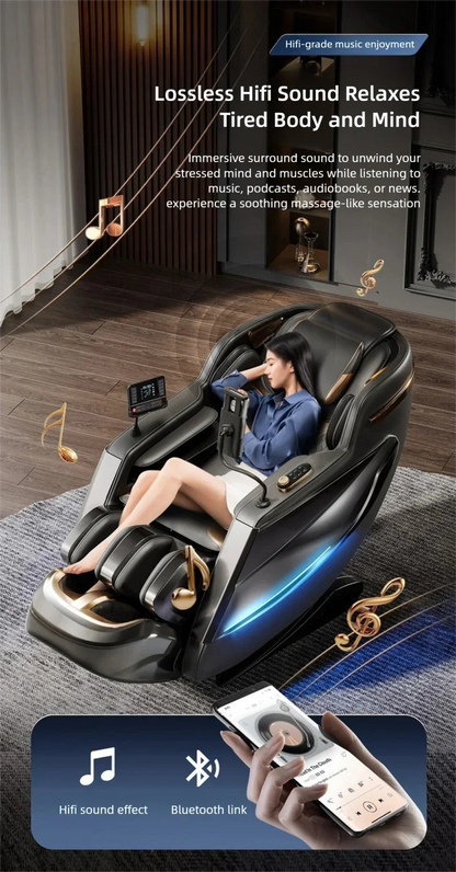4D Mechanismus Massagesessel Tiefe Thai-Dehnung LCD Touchscreen Wadenrolle Airbag Kompression Kneten Schwerelosigkeit Entspannung