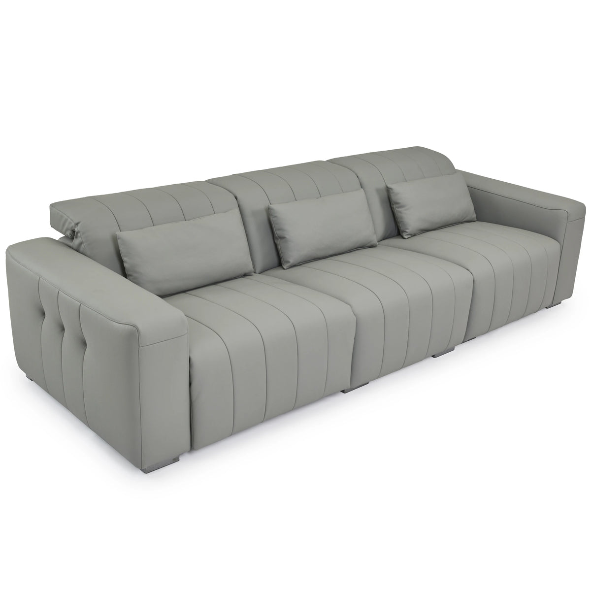 Dark Grey Genuine Leather Sectional Couches Luxury Electric Reclining Living Room Sofa