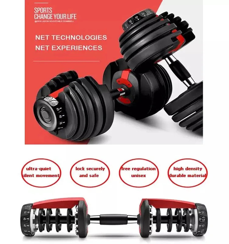 In Stock Home Gym Multi-function Cast Iron Dumbbells 24kg 40kg 52.5lbs 90 Lbs Adjustable Dumbbell Set