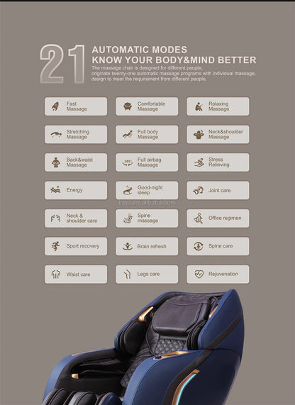 Irest 2023 4D-Massagesessel Liege Luxuriöser, komfortabler 4D-Massagesessel mit Schwerelosigkeitsfunktion und Zeitsteuerung