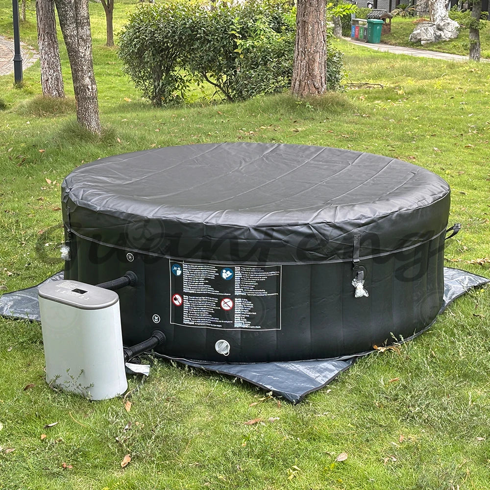 Für Backyard Familienparty 4-6 Personen aufblasbarer Whirlpool Jacuzzi Outdoor Spa Poolmit LED-Beleuchtung