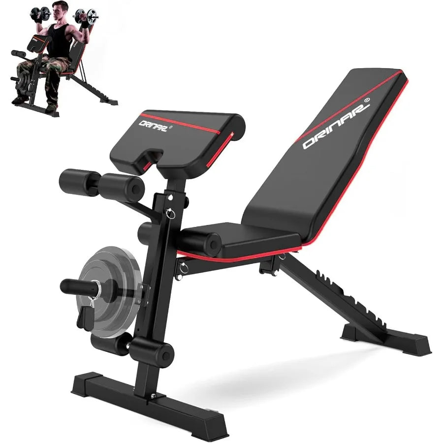 Verstellbare Hantelbank für das Heim-Fitnessstudio mit Neigungs- und Rückneigungseinstellungen, ideal für Krafttraining und Ganzkörpertraining