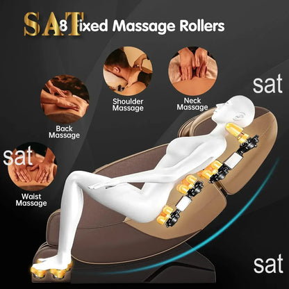 Beheizter Ganzkörper-Massagesessel mit Schwerelosigkeitsfunktion, Braun und Gold