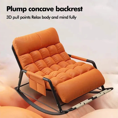 Living Room Reclining Rocking Chair Soft Removable Cushion Lounge Chair with Foldable Footrest Modern Home Office Relaxing Chair