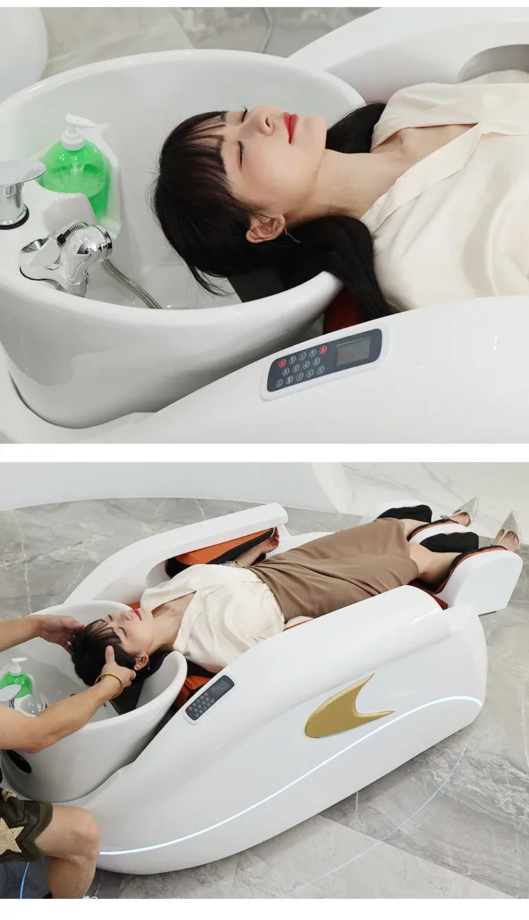Massage-Shampoo-Bett, automatisches intelligentes Spülbett, Friseursalon-Kopftherapiebett, Wassertemperaturzirkulation