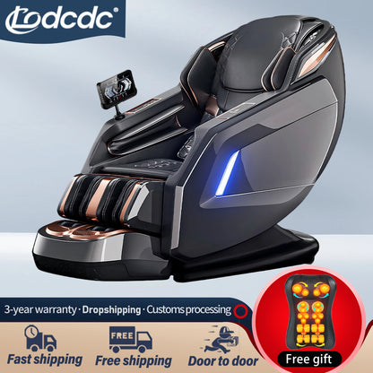 Luxuriöser elektrischer 4D-Massagesessel Zero Gravity SL-Track & Wärmetherapie Ganzkörper-Airbag Yoga Stretching Shiatsu-Liegesessel Massage