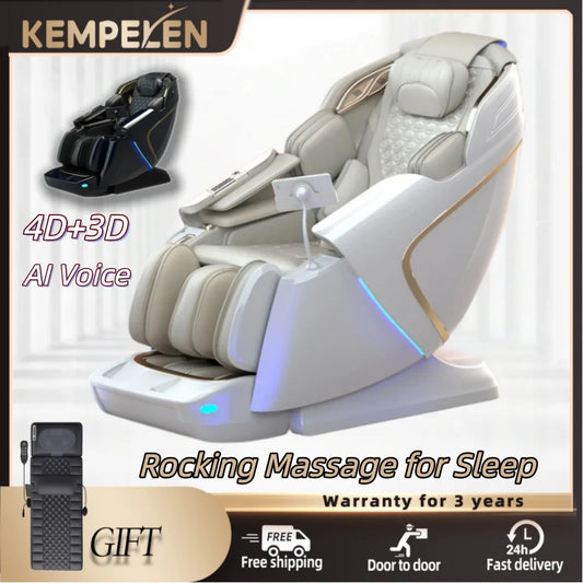 Dual-Core-Massagesessel für Rücken- und Schlafentlastung, 4D+3D-Tiefenmassage mit Wiegefunktion und Meditation