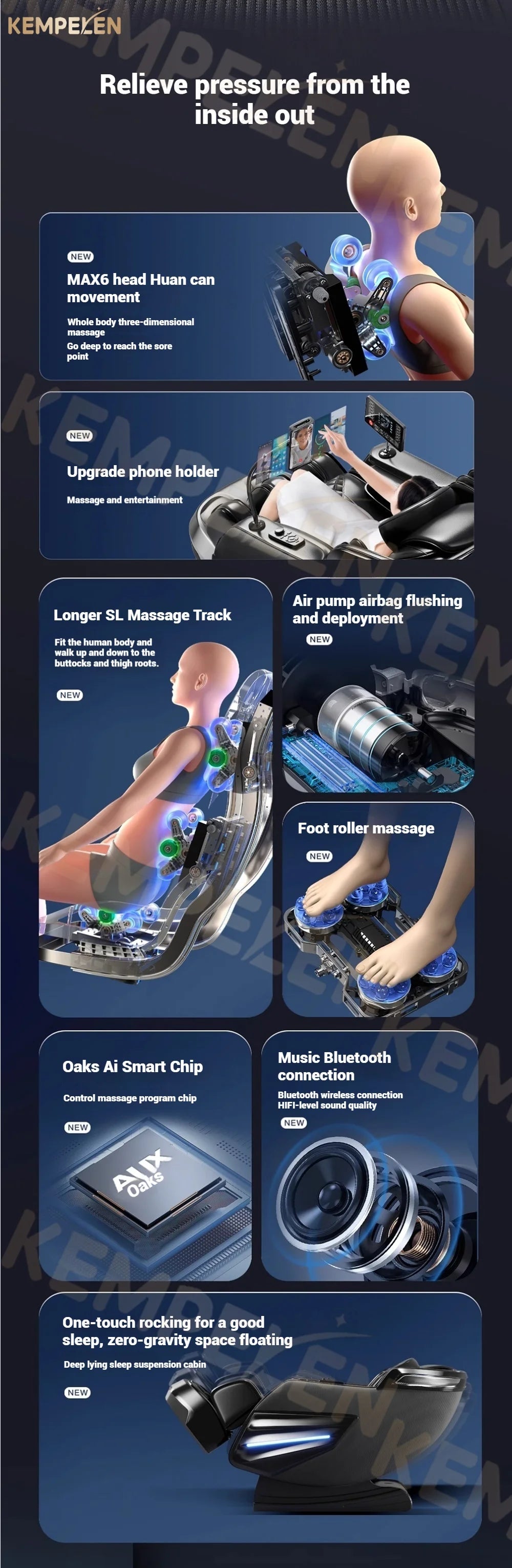 4D+ Jade 6-Rollen Massagesessel – Schwerelosigkeit, Thai-Stretch, KI-Sprache, 3 Jahre Garantie