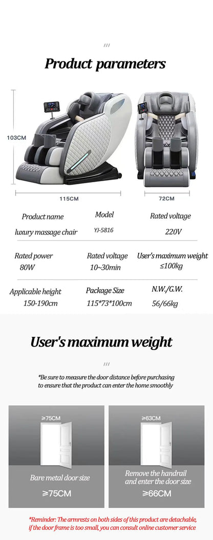 3 year warranty Smart Shiatsu Massage Chair Full Body Zero Gravity Recliner Kneading Rolling Heating Relieve Muscle Tension Pain