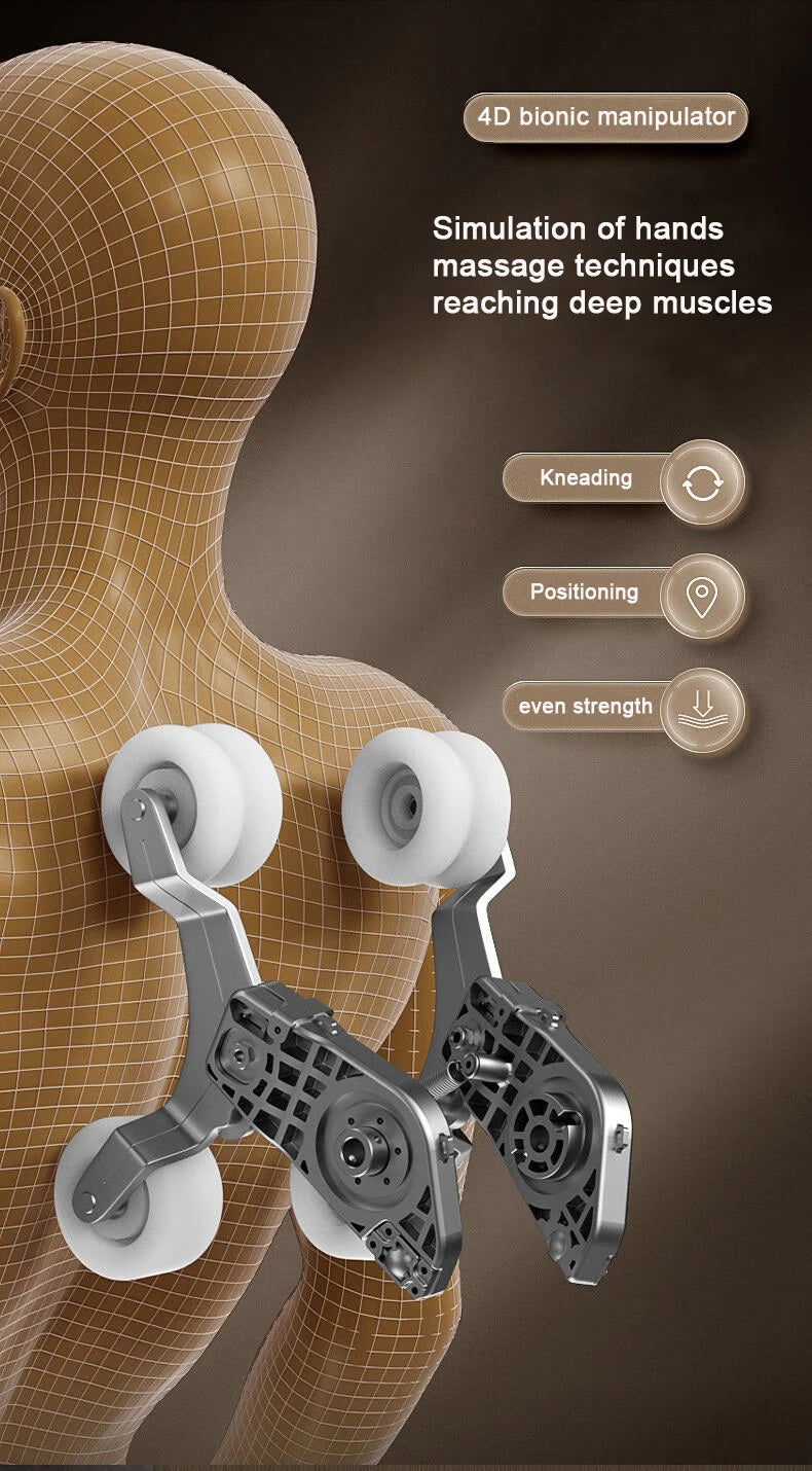 2025 4D-Massagesessel Ganzkörper-Massagesessel mit Schwerelosigkeit, verlängerter Fußstütze, SL-Schiene, Yoga-Stretch, Fußrollen und Heizung