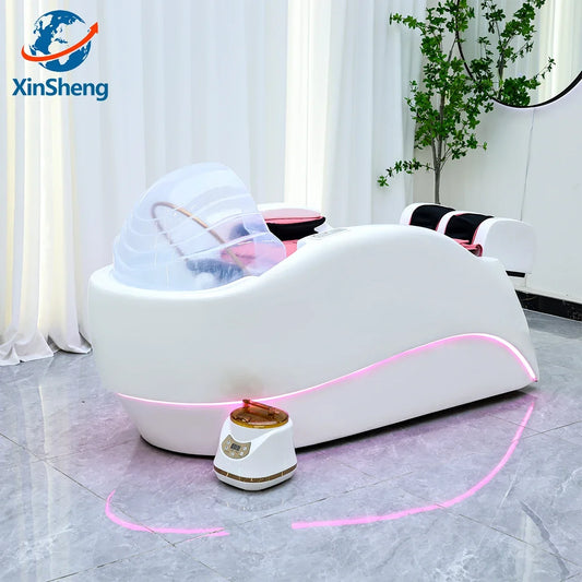 XinSheng Professional Electric Massage Bed Head SPA Salon Massage Table Hair Washing Fumigation Beds Barber Shop Smart Furniture