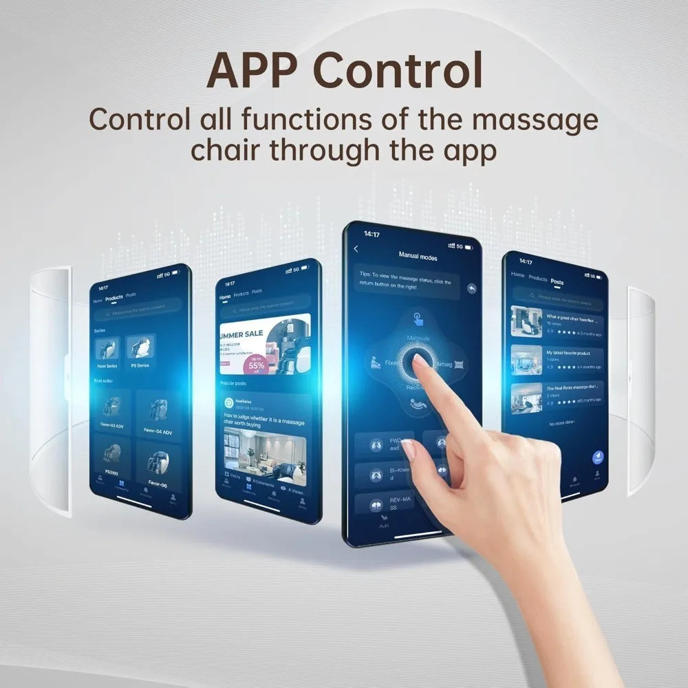 Full Body Zero Gravity SL Track Shiatsu Massage Chair Recliner with APP Control Phone Holder Child Lock Pause Button LED