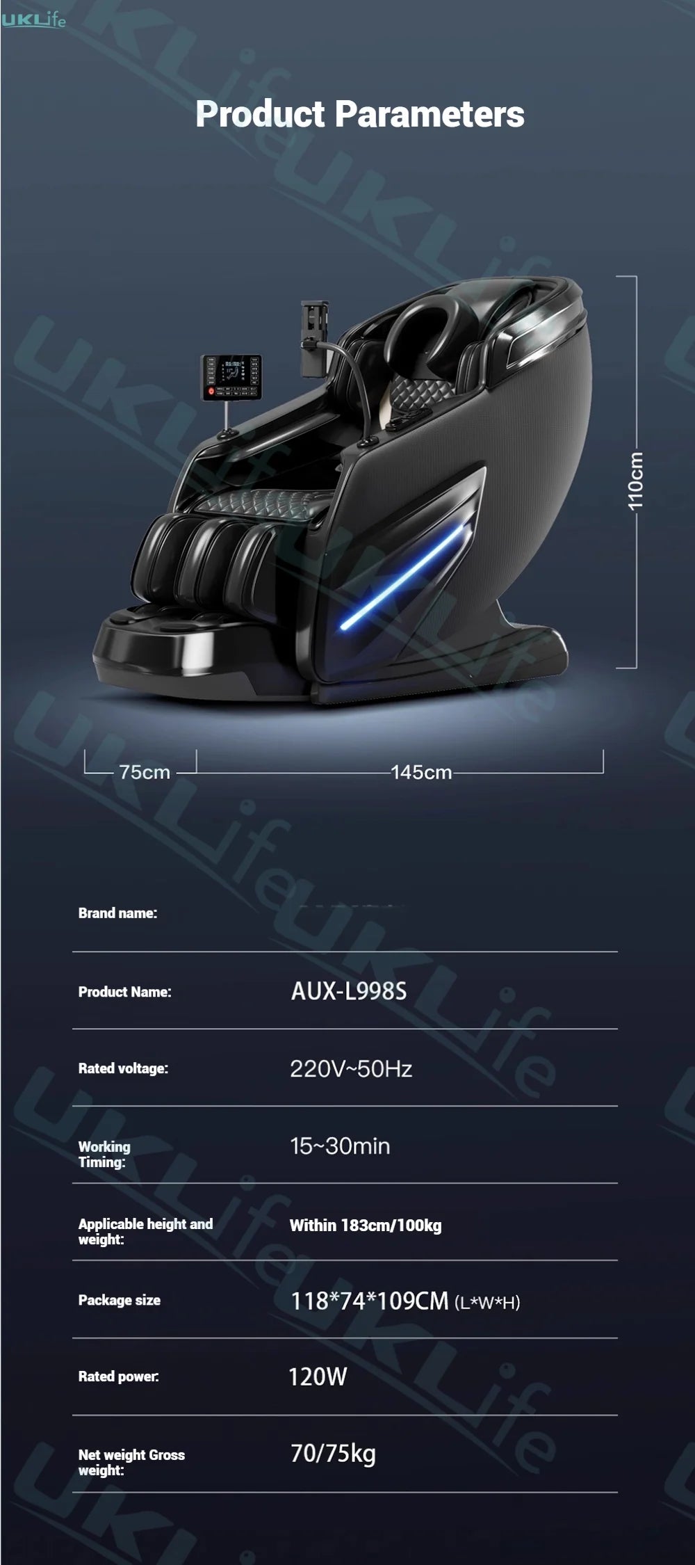 2025 Upgrade 6D Jade-Rollen-Massagesessel mit KI-Sprachsteuerung, automatischem Körperscan, Thai-Stretching & Handyhalter – Schwerelosigkeit F