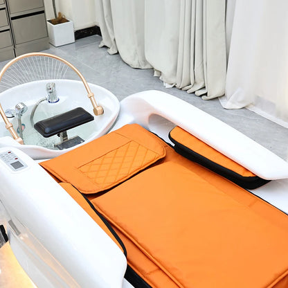 Hersteller liefert Head Spa Bett Haar-Shampoo-Stuhl LED-Licht elektrische Massage Shampoo-Stuhl mit Kopf-Physiotherapie-Shampoo