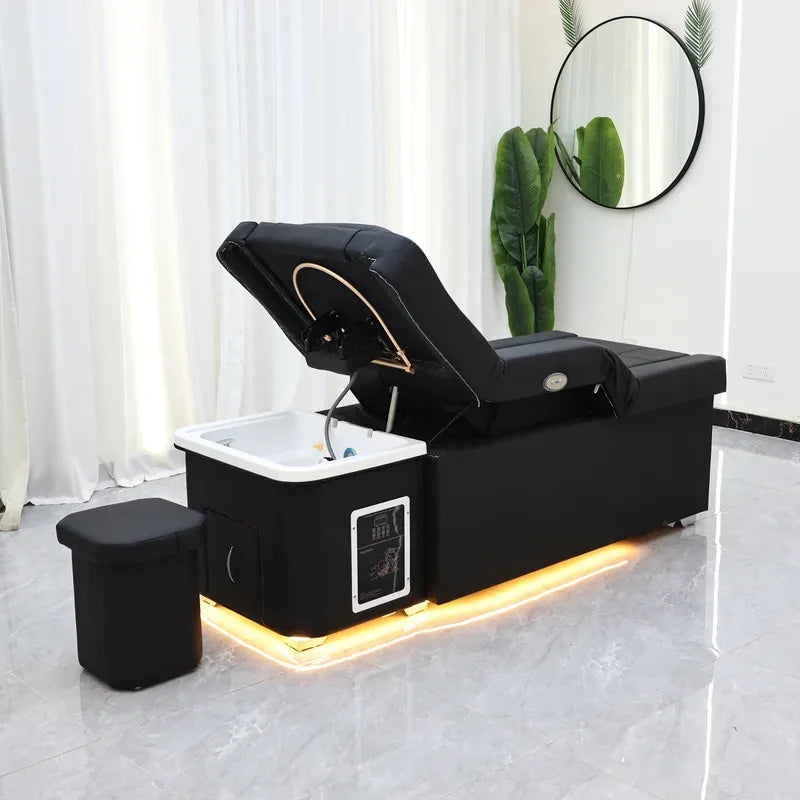 XinSheng Elektrisch höhenverstellbares Shampoo-Bett Massageliege All-in-One Salon-SPA-Massageliege mit Haarwaschbecken und Fußbad