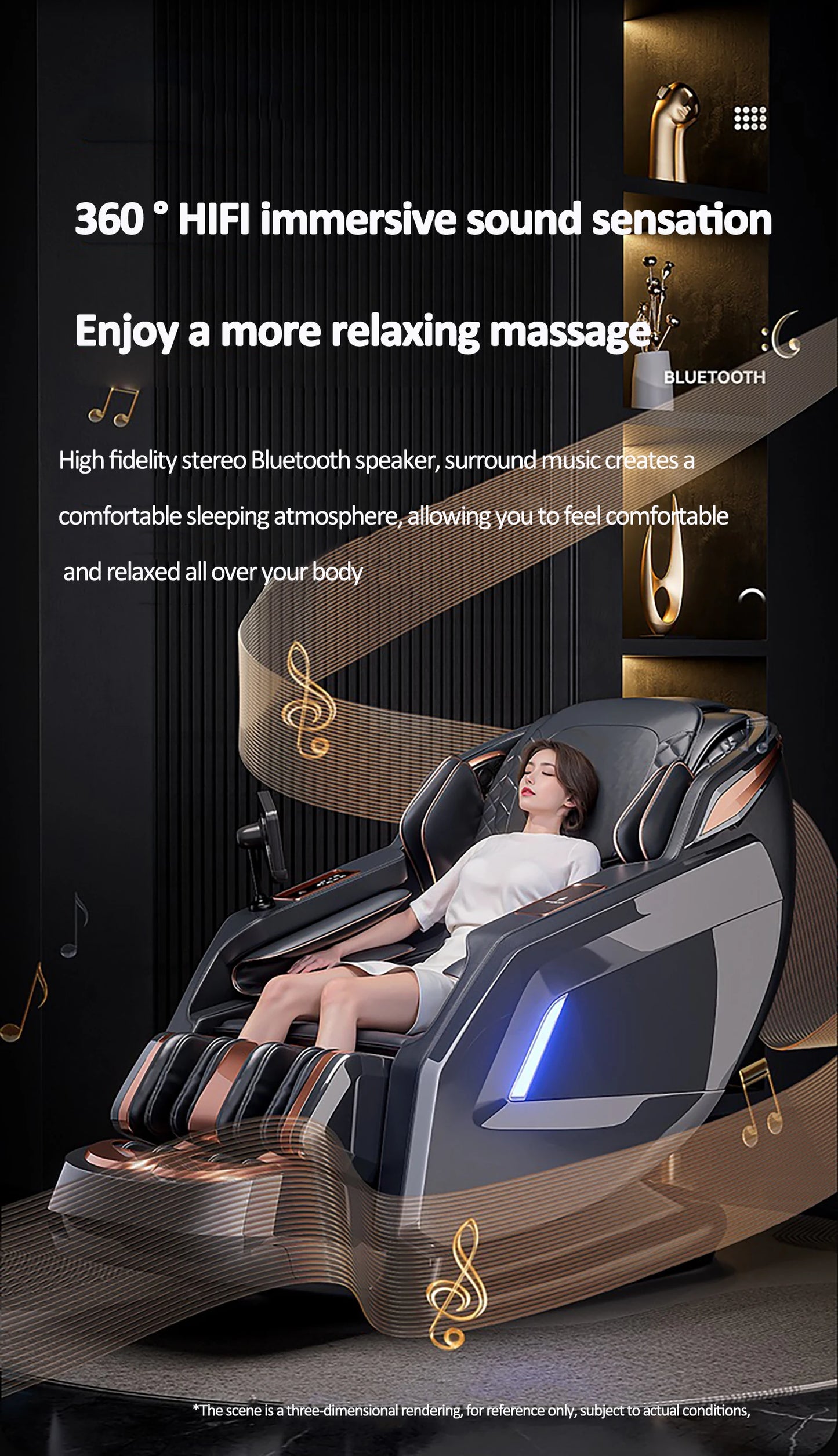 Luxuriöser elektrischer 4D-Massagesessel Zero Gravity SL-Track & Wärmetherapie Ganzkörper-Airbag Yoga Stretching Shiatsu-Liegesessel Massage