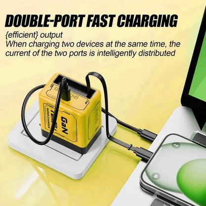 35W Retractable Wall Charger – Fast Charging Adapter with Foldable Plug & Built-in Type-C Cable for Android, iPhone & Tablets