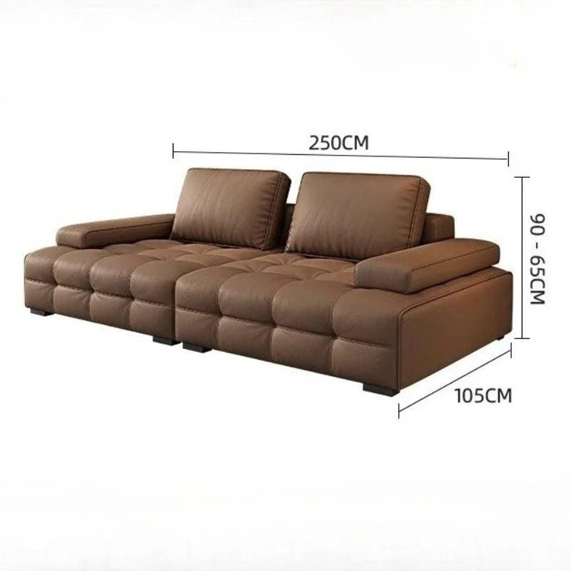 Modern Minimalistisches neues Leder Wohnzimmer Lawrence Italienisches leichtes Luxus gerades L-förmiges modulares Faules Weiches Tatami Lounge Sofa