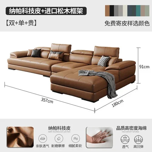 Europäisches Wohnzimmer-Sofa Echtleder-Ecksofa Modulares Luxus-Sofa Sala De Estar De Luxo Moderne Möbel