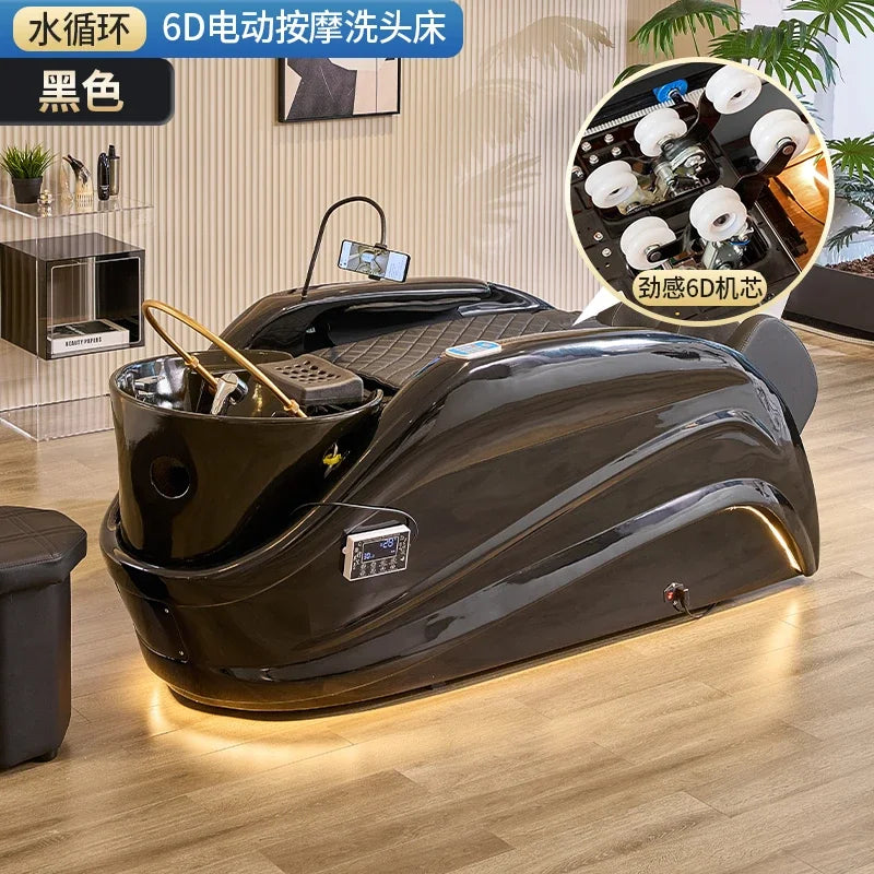 Elektrisches intelligentes Massage-Shampoo-Bett für Friseursalons, spezielles Begasungs-Kopfbehandlungs-Wasserzirkulationsbett