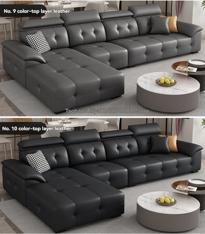 L Shaped Leather Sectional Sofa and Couch For Living Room Italian Oversized Leather Sofa Couches Living Room Furniture