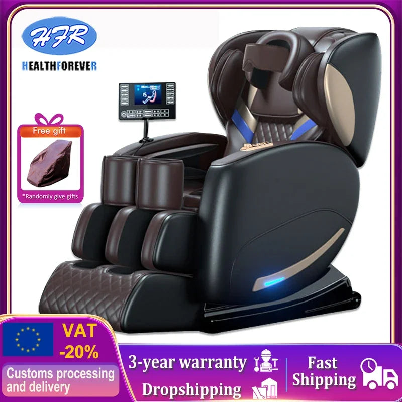 Luxus-Elektro-Freizeit-Massagesessel Zero Gravity Intelligent Ganzkörper-Multifunktions-Bluetooth-Musik-U-förmiges Kissen+Kurzbefehl